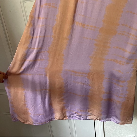 NORBLACK NORWHITE lavender peach tie dye cupro modal boat neck midi dress - Picture 3 of 8